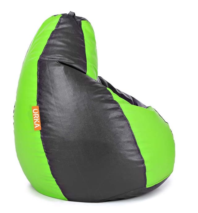 Orka Classic Jumbo Green, Black Color Filled Bean Bag With Beans