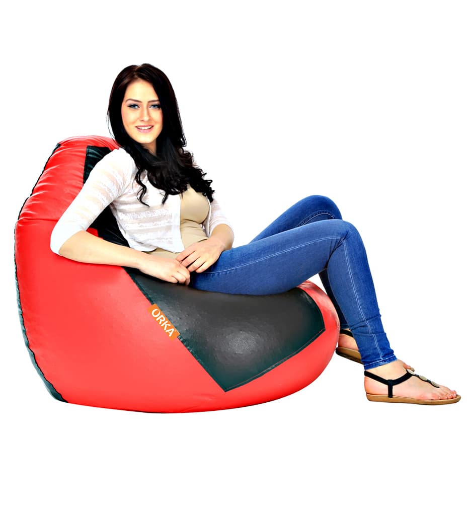 Orka Classic XXXL Red, Black Color Filled Bean Bag With Beans view 2