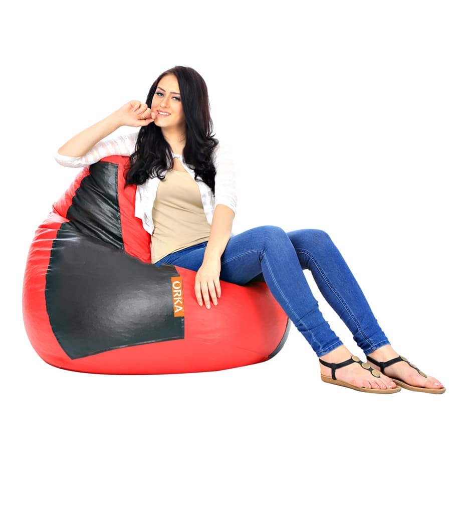 Orka Classic XXXL Red, Black Color Filled Bean Bag With Beans view 3