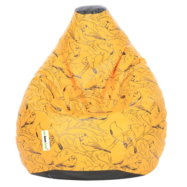 Orka Digital Printed Monster Bean Bag Cover Without Beans (Birds, Yellow)