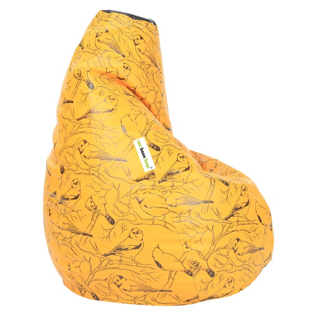 Orka Digital Printed Monster Bean Bag Cover Without Beans (Birds, Yellow)
