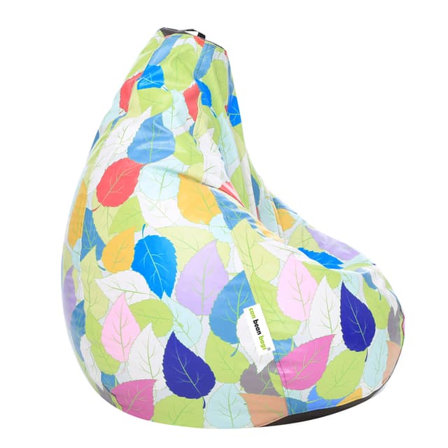 Orka Digital Printed Jumbo Filled Bean Bag With Beans (Colorful Big Leaf, Multicolor)
