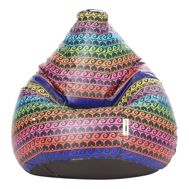 Orka Digital Printed Jumbo Filled Bean Bag With Beans (Colourful Waves, Multicolor)