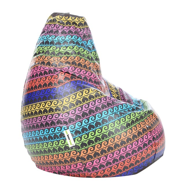 Orka Digital Printed Jumbo Filled Bean Bag With Beans (Colourful Waves, Multicolor)