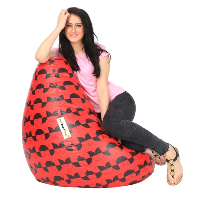 Orka Digital Printed Monster Bean Bag Cover Without Beans (Half Circle, Red,Black)