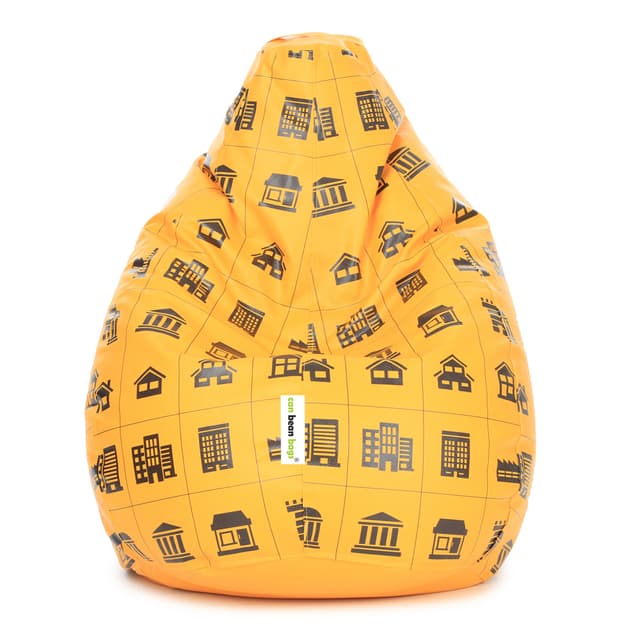 Orka Digital Printed XXXL Bean Bag Cover Without Beans (House, Yellow, Black)