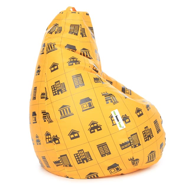 Orka Digital Printed XXXL Bean Bag Cover Without Beans (House, Yellow, Black)