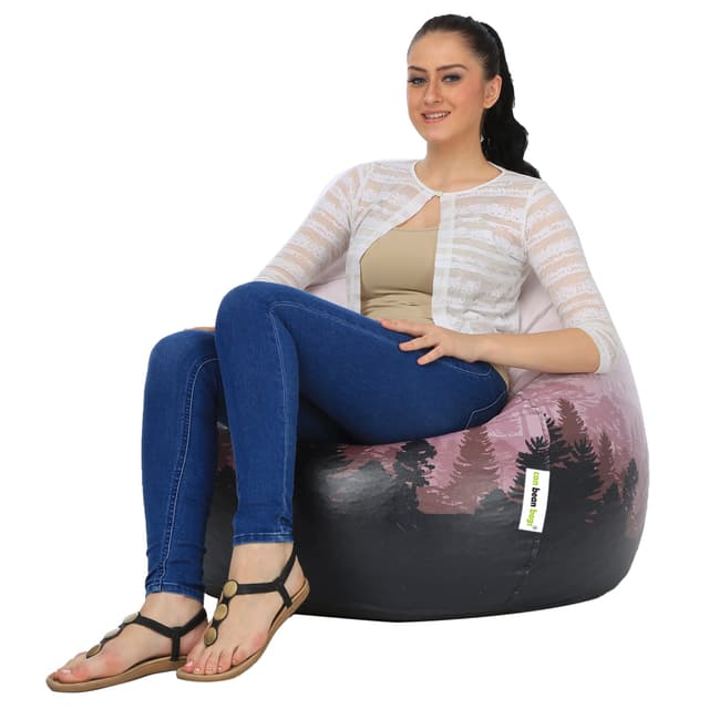 Orka Digital Printed Jumbo Bean Bag Cover Without Beans (Jungle Theme, Black)