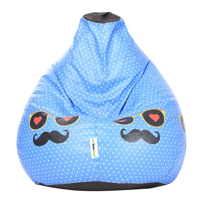 Orka Digital Printed Monster Bean Bag Cover Without Beans (Moustache, Blue, Black)