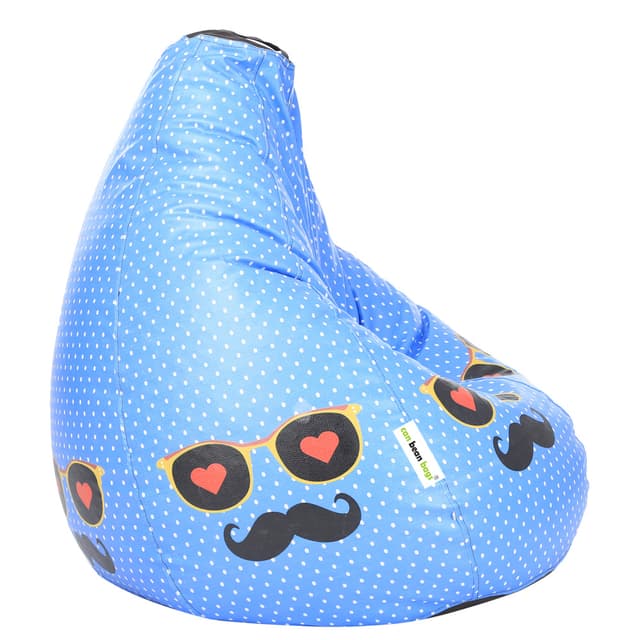 Orka Digital Printed Monster Bean Bag Cover Without Beans (Moustache, Blue, Black)