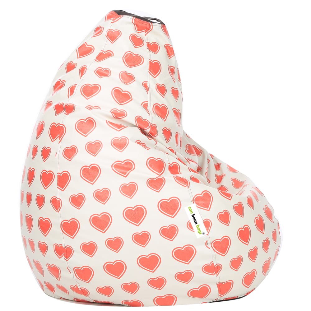 Orka Digital Printed XXL Bean Bag Cover Without Beans (Heart, Red, Black) view 4