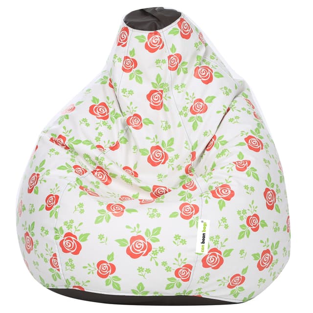 Orka Digital Printed XXXL Filled Bean Bag With Beans (Red Rose)