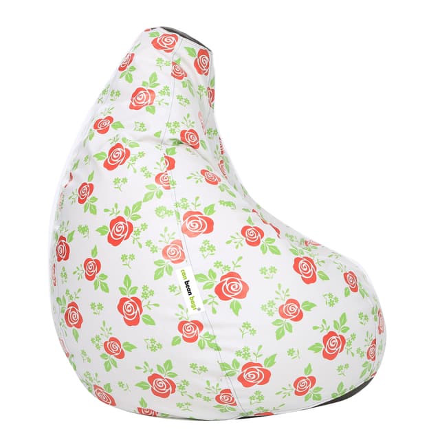 Orka Digital Printed XXXL Filled Bean Bag With Beans (Red Rose)