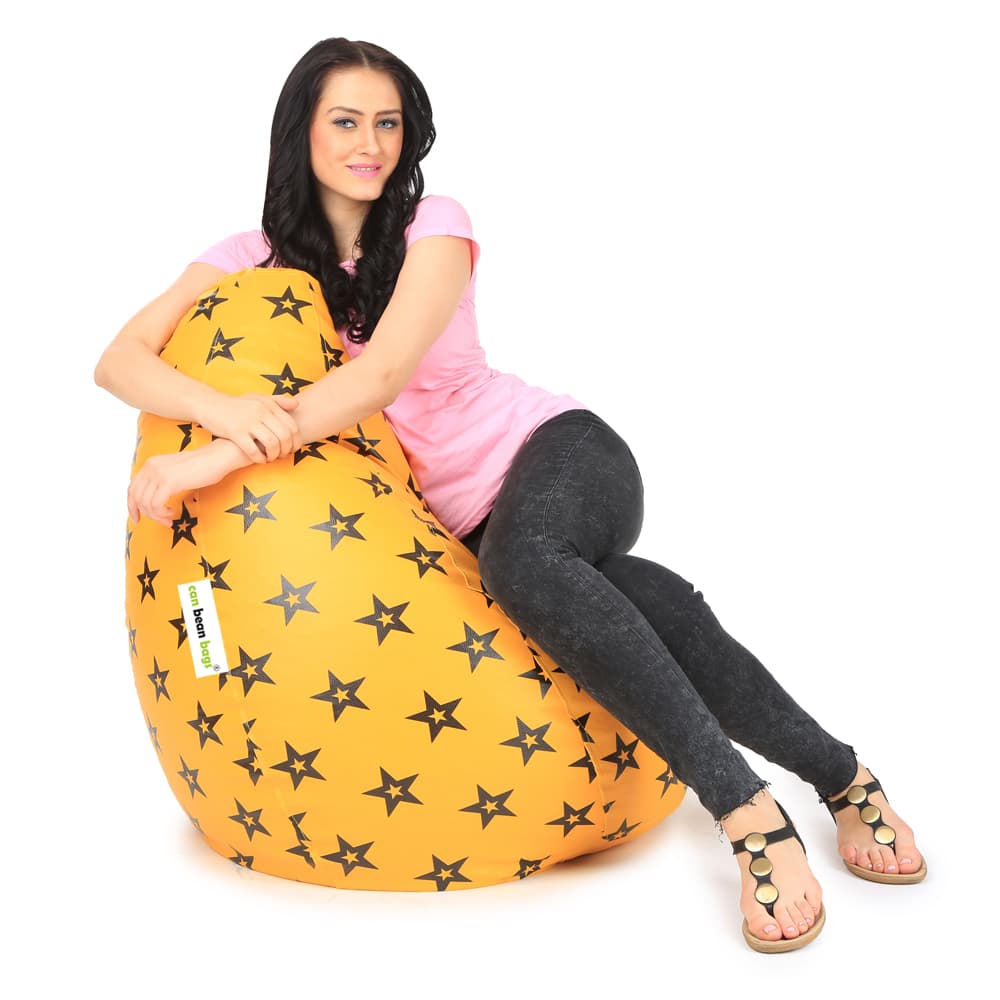 Orka Digital Printed Bean Bag (Star, Yellow) view 5