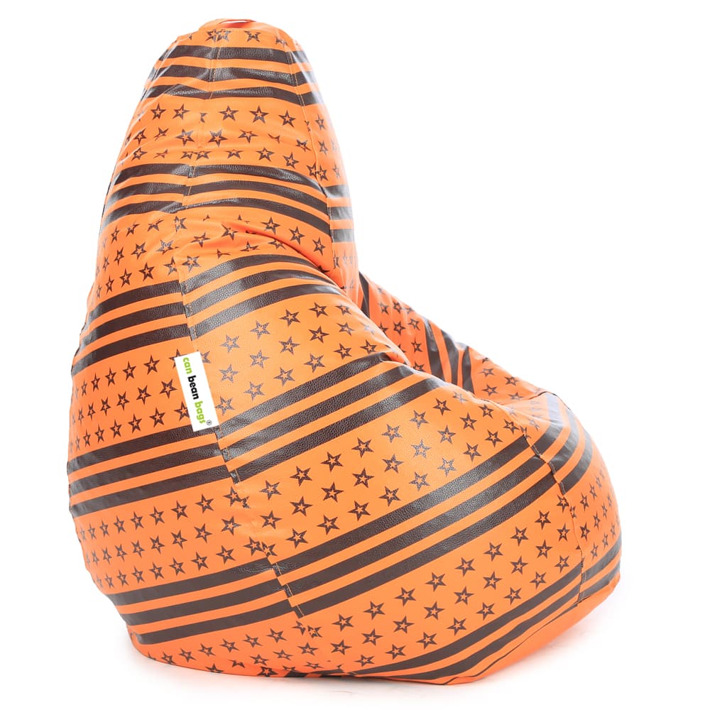 Orka Digital Printed XXL Bean Bag Cover Without Beans (Stripes&Star, Orange) view 5