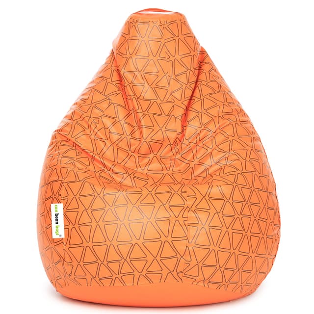 Orka Digital Printed XXL Filled Bean Bag With Beans (Traingles Orange)
