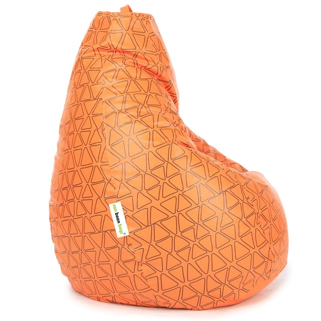 Orka Digital Printed XXL Filled Bean Bag With Beans (Traingles Orange)