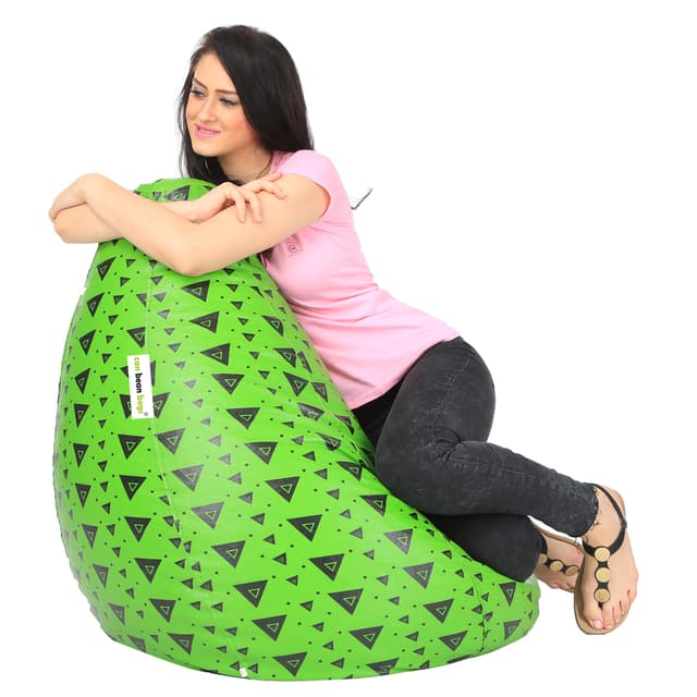 Orka Digital Printed Jumbo Filled Bean Bag With Beans (Triangle Stripes, Black)