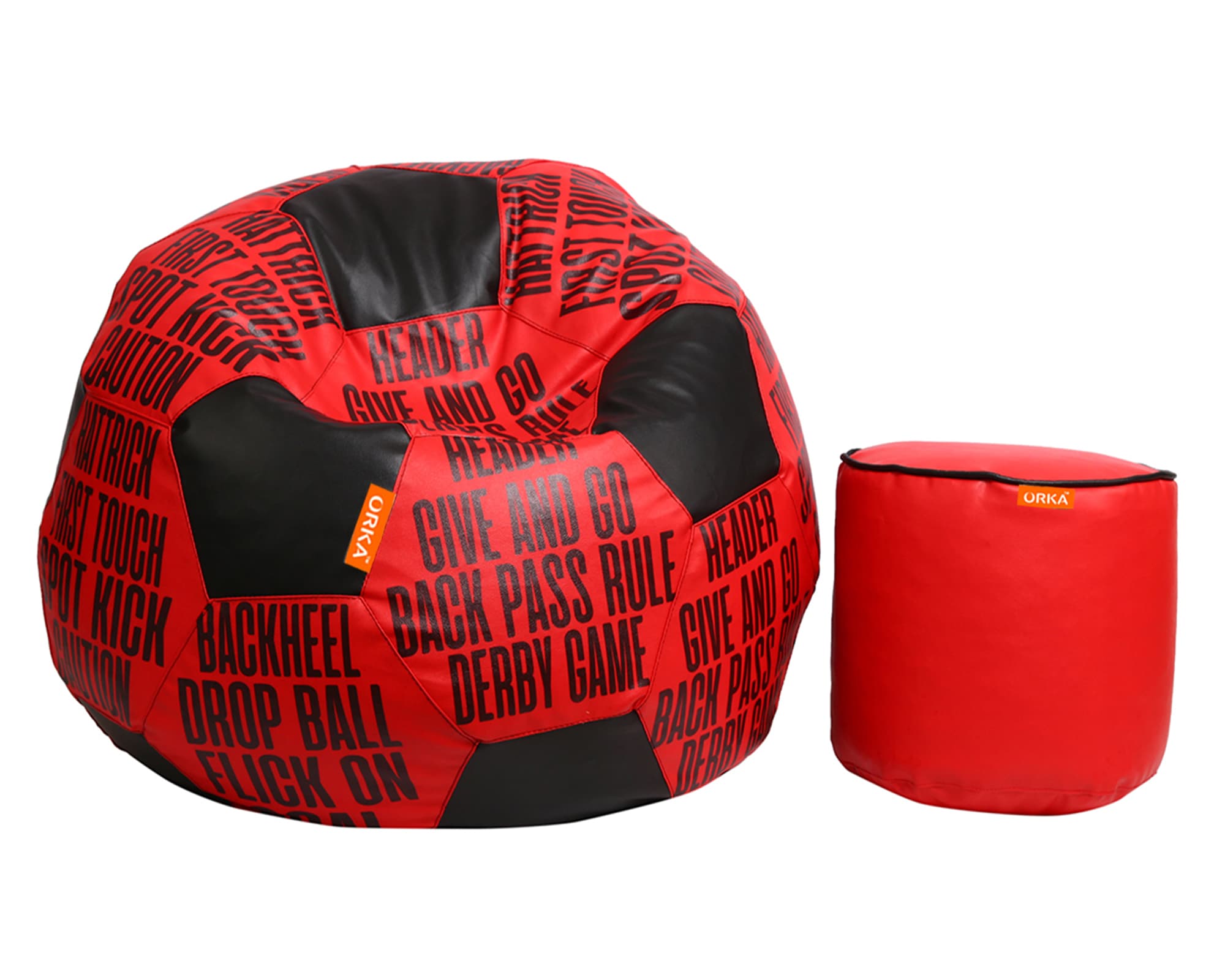 Orka Digital Printed XXXL Foorball With Mathching Footstool Filled Bean Bag With Beans (FB13 Teal,Black) view 2