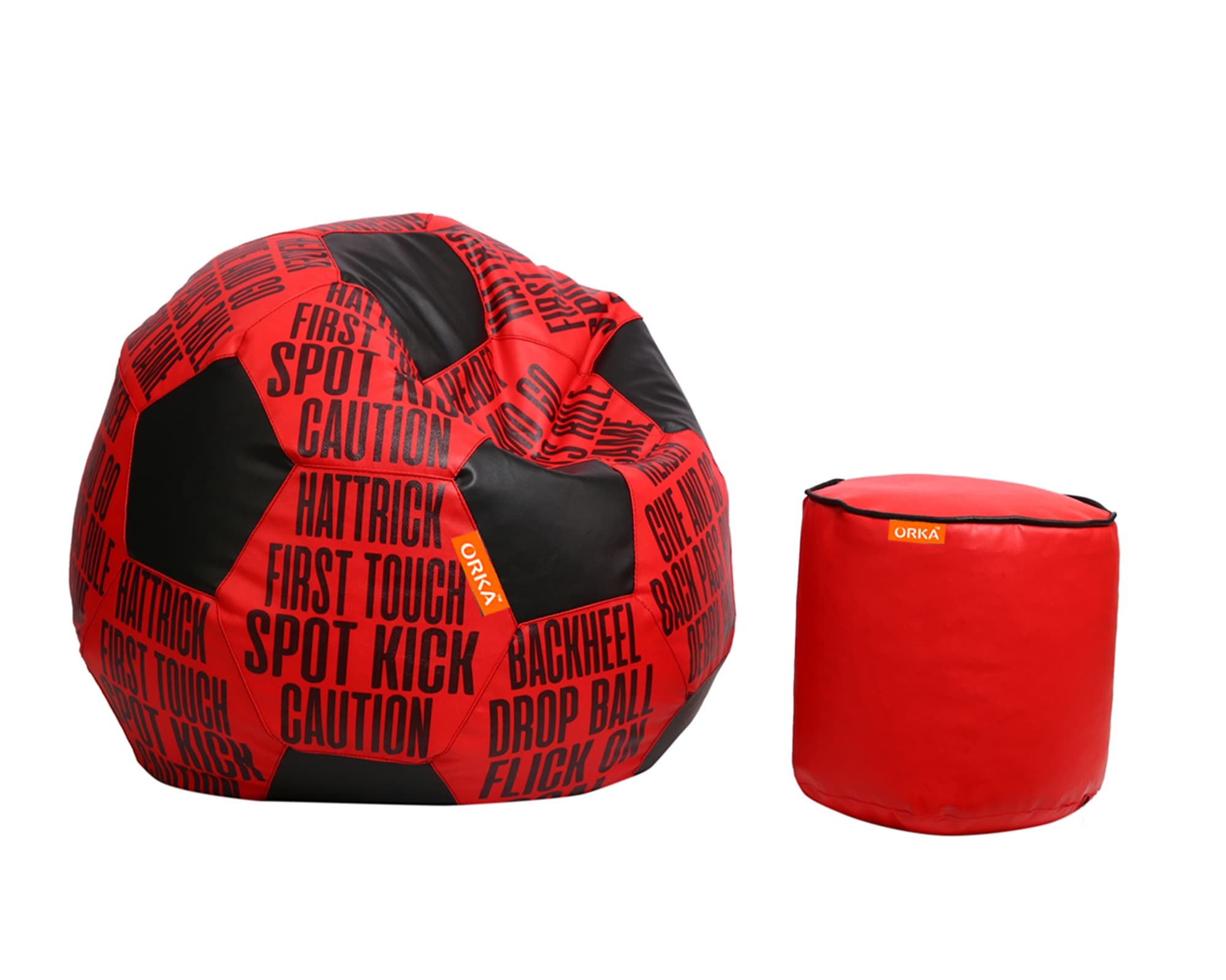 Orka Digital Printed XXXL Foorball With Mathching Footstool Filled Bean Bag With Beans (FB13 Teal,Black) view 3