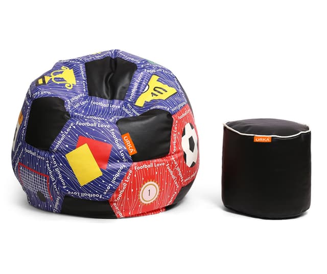 Orka Digital Printed XXXL Foorball With Mathching Footstool Filled Bean Bag With Beans (FB36 Multicolor)