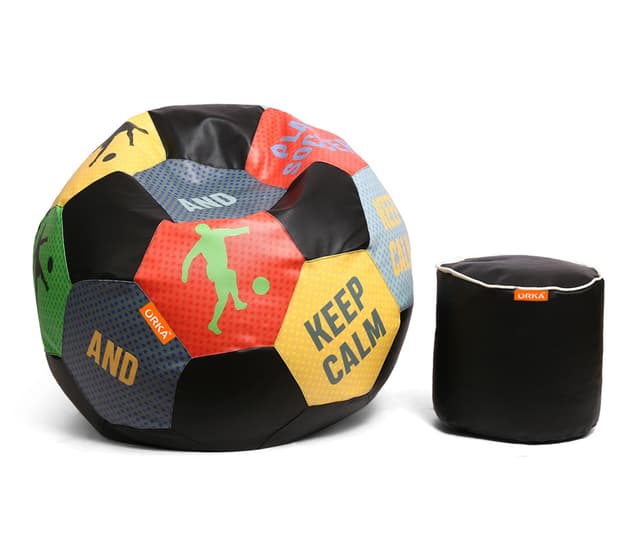 Orka Digital Printed XXL Foorball With Mathching Footstool Filled Bean Bag With Beans (FB37 Multicolor)