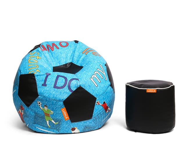 Orka Digital Printed XXL Foorball With Mathching Footstool Filled Bean Bag With Beans (FB42 Multicolor)