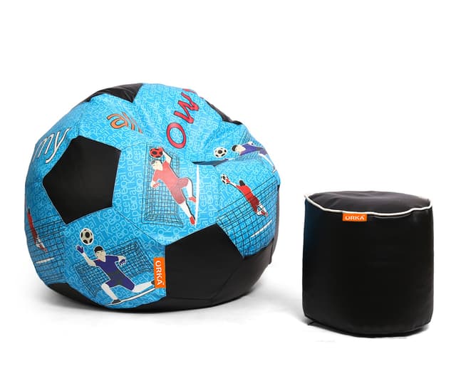 Orka Digital Printed XXL Foorball With Mathching Footstool Filled Bean Bag With Beans (FB42 Multicolor)