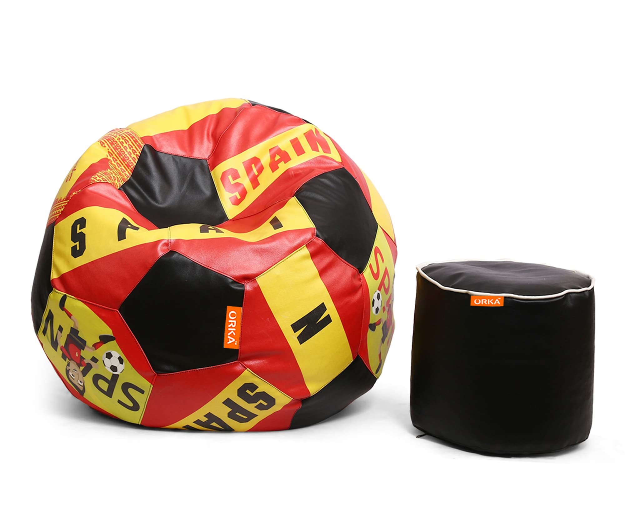 Orka Digital Printed XXXL Foorball With Mathching Footstool Filled Bean Bag With Beans (FB43 Multicolor) view 2