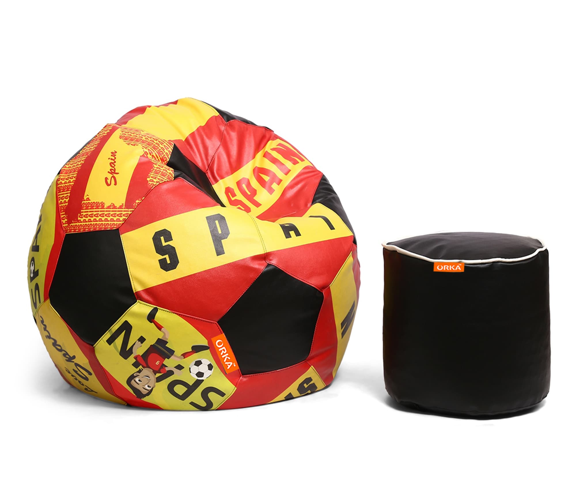 Orka Digital Printed XXXL Foorball With Mathching Footstool Filled Bean Bag With Beans (FB43 Multicolor) view 3