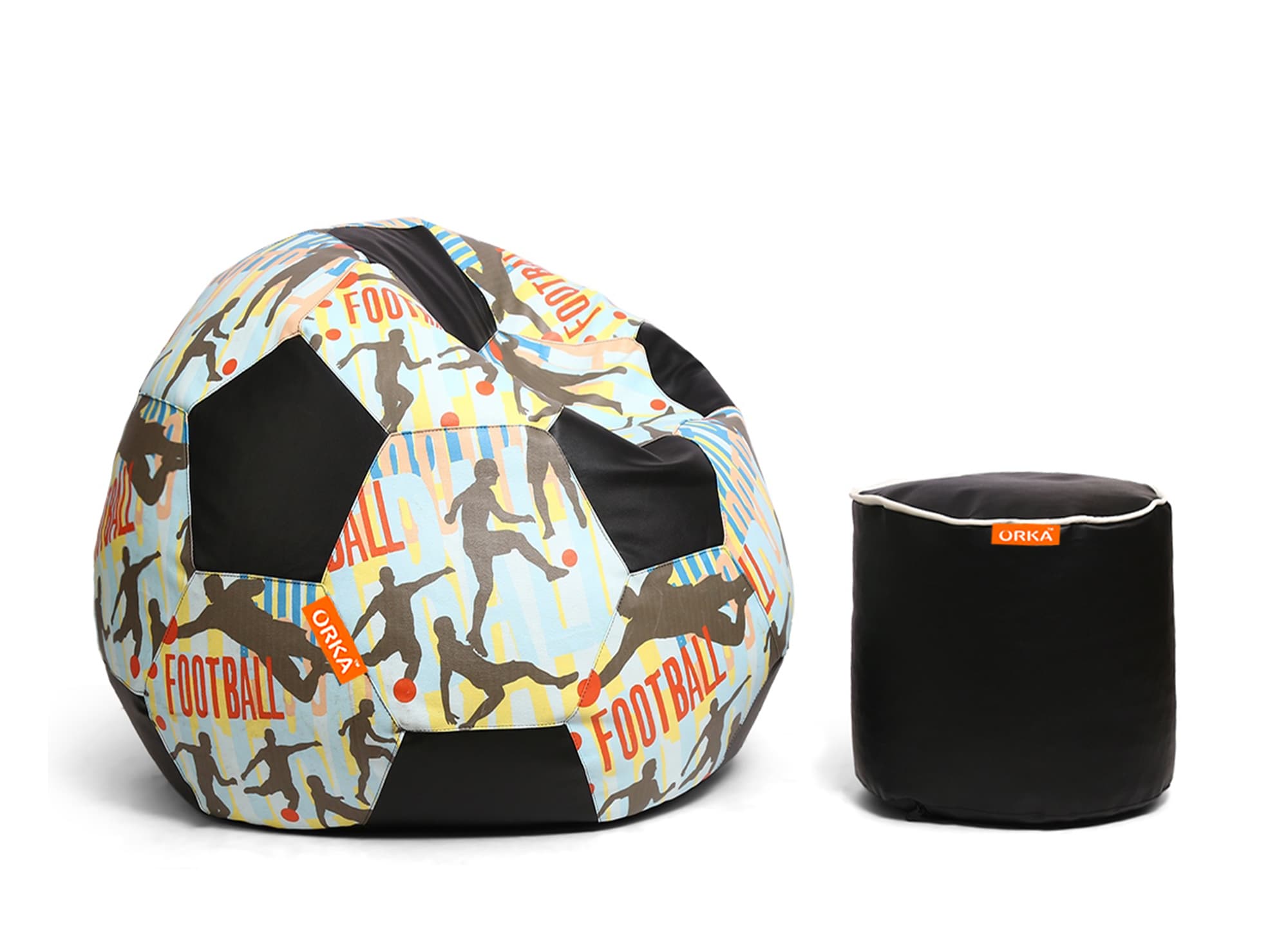Orka Digital Printed XXXL Foorball With Mathching Footstool Filled Bean Bag With Beans (FB45 Multicolor) view 3