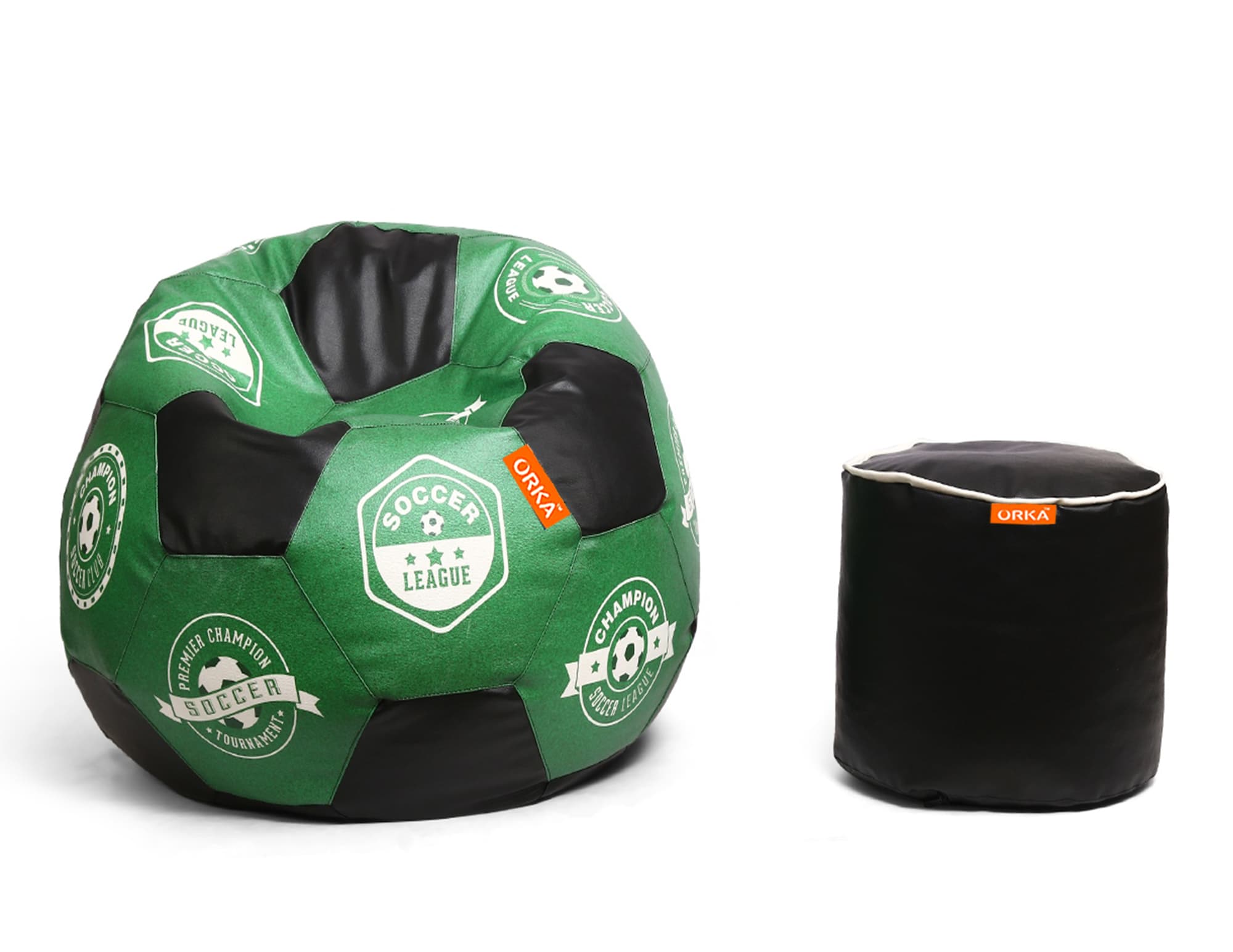 Orka Digital Printed XXL Foorball With Mathching Footstool Filled Bean Bag With Beans (FB47 Multicolor) view 2