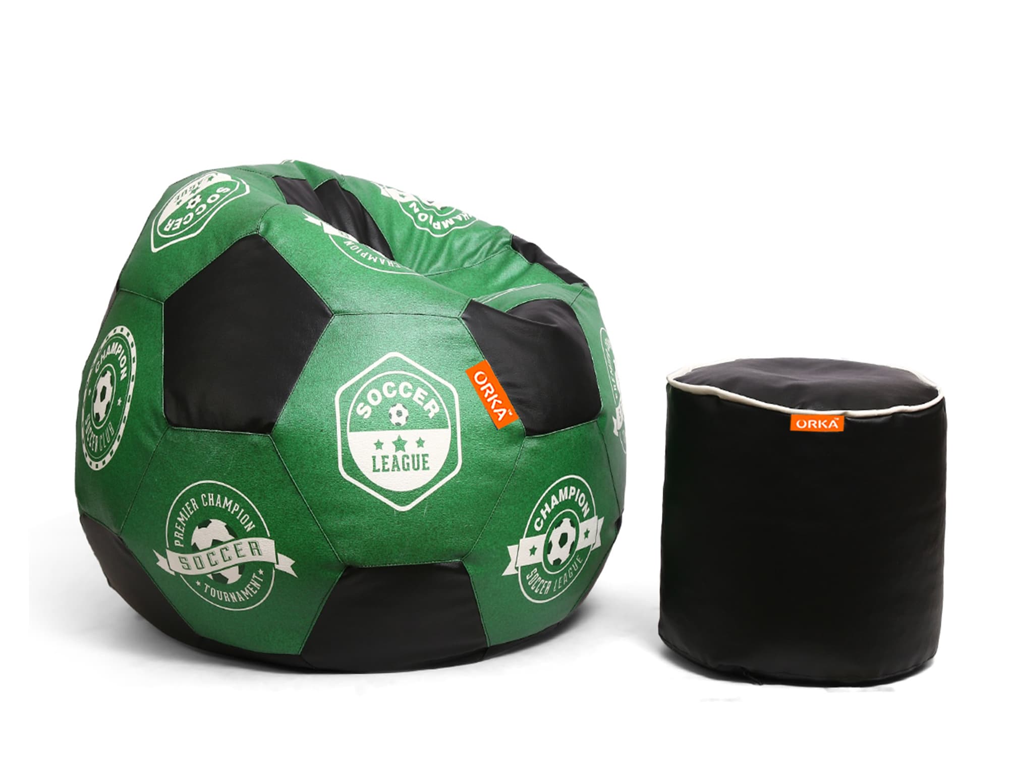 Orka Digital Printed XXXL Foorball With Mathching Footstool Filled Bean Bag With Beans (FB47 Multicolor) view 3