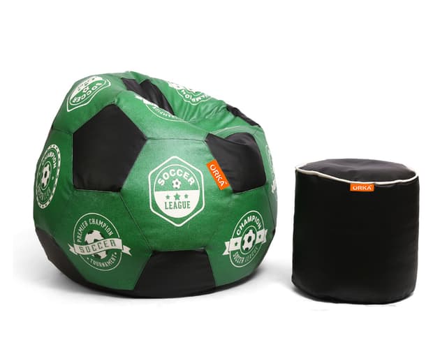 Orka Digital Printed XXXL Foorball With Mathching Footstool Filled Bean Bag With Beans (FB47 Multicolor)