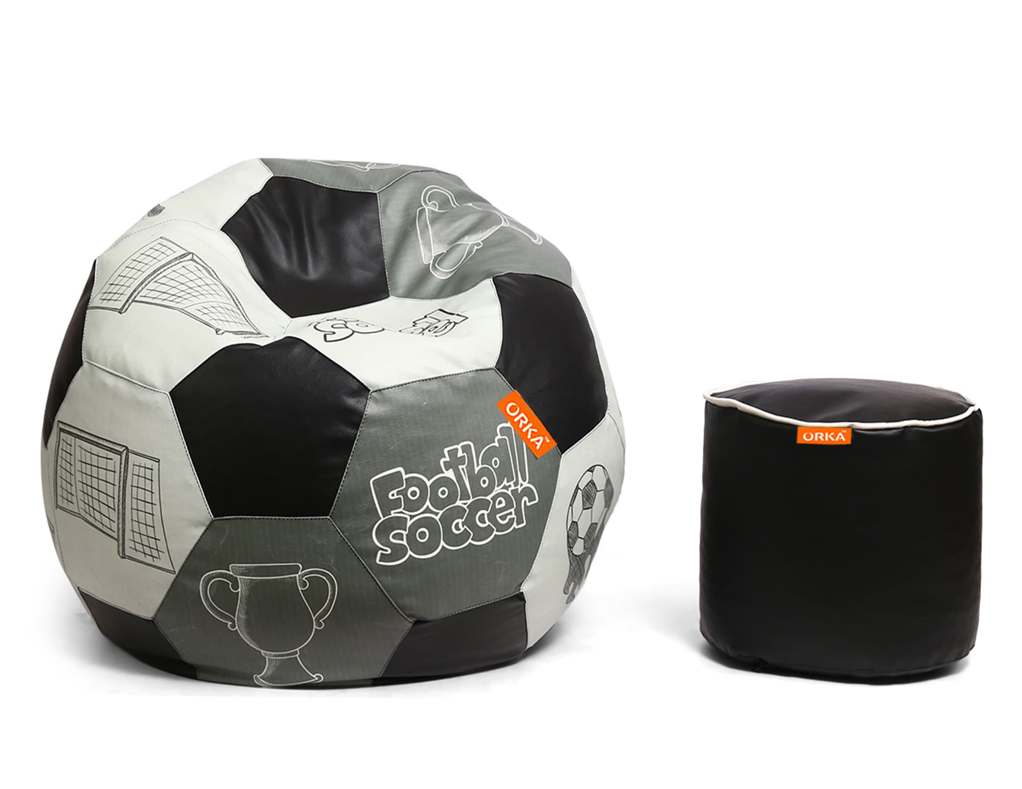 Orka Digital Printed XXL Foorball With Mathching Footstool Filled Bean Bag With Beans (FB48 Multicolor) view 2