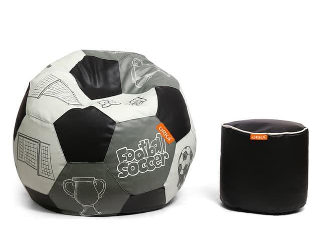 Orka Digital Printed XXL Foorball With Mathching Footstool Filled Bean Bag With Beans (FB48 Multicolor)