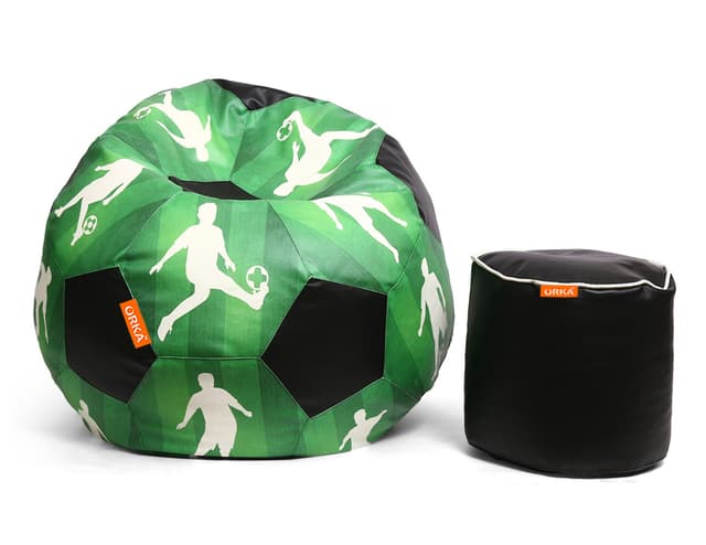 Orka Digital Printed XXL Foorball With Mathching Footstool Filled Bean Bag With Beans (FB51 Multicolor)