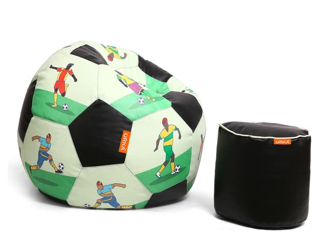 Orka Digital Printed XXXL Foorball With Mathching Footstool Filled Bean Bag With Beans (FB53 Multicolor)