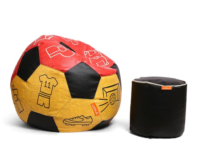 Orka Digital Printed XXL Foorball With Mathching Footstool Filled Bean Bag With Beans (FB55 Multicolor)