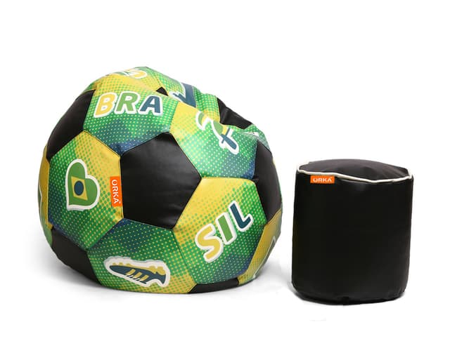 Orka Digital Printed XXXL Foorball With Mathching Footstool Filled Bean Bag With Beans (FB63 Multicolor)