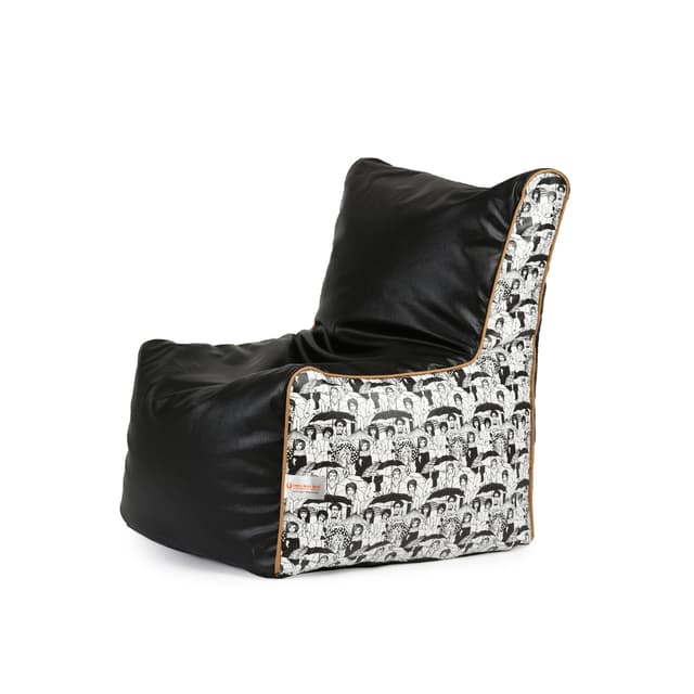 Orka Digital Printed Arm Chair Bean Bag Filled With Beans - Black,White