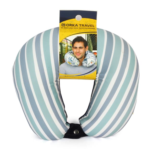 Orka Digital Printed Spandex Stretchable Fabric Microbeads U Neck Pillow (D1, Pack of 1)