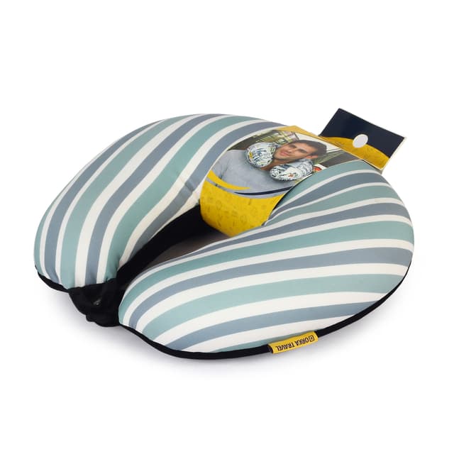 Orka Digital Printed Spandex Stretchable Fabric Microbeads U Neck Pillow (D1, Pack of 1)