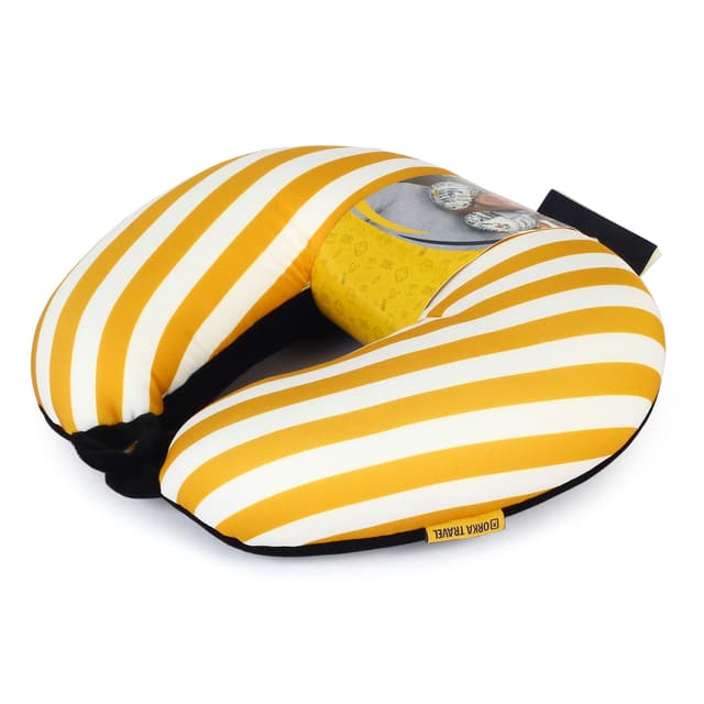Orka Digital Printed Spandex Stretchable Fabric Microbeads U Neck Pillow (D2, Pack of 1)