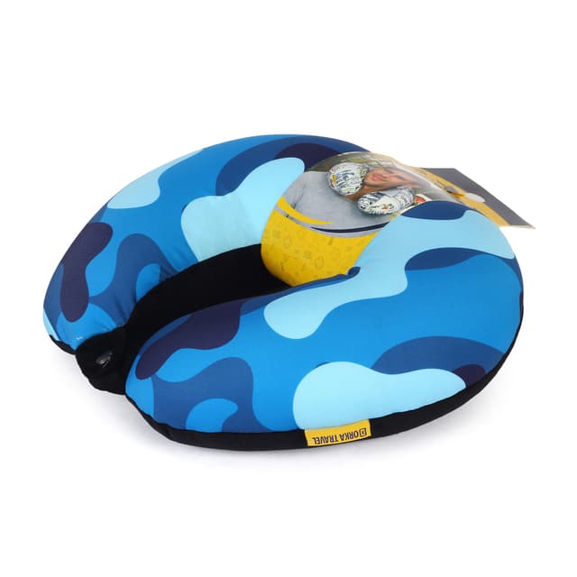 Orka Digital Printed Spandex Stretchable Fabric Microbeads U Neck Pillow (D3, Pack of 1)