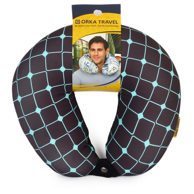 Orka Digital Printed Spandex Stretchable Fabric Microbeads U Neck Pillow (D6, Pack of 1)