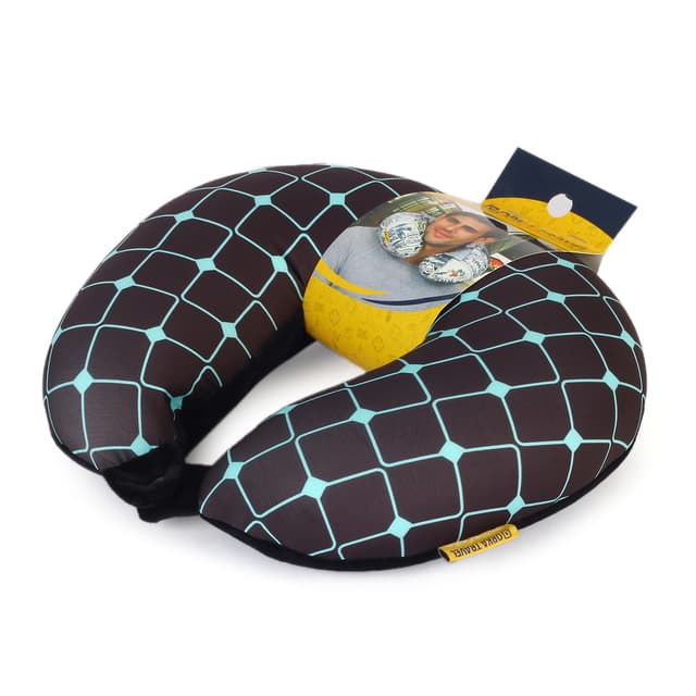 Orka Digital Printed Spandex Stretchable Fabric Microbeads U Neck Pillow (D6, Pack of 1)