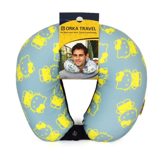 Orka Digital Printed Spandex Stretchable Fabric Microbeads U Neck Pillow (D9, Pack of 1)