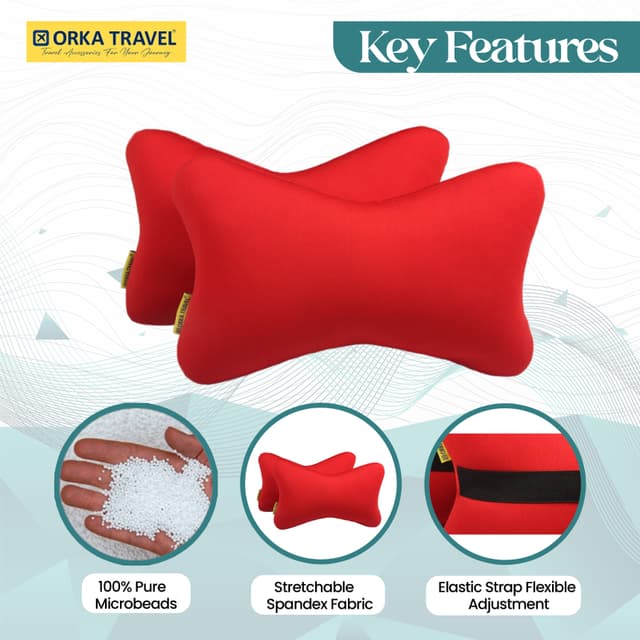 Orka Travel Solid Microbeads Car Neck Pillow