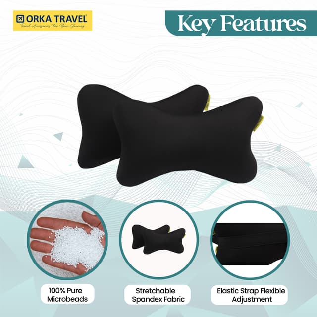 Orka Travel Solid Microbeads Car Neck Pillow